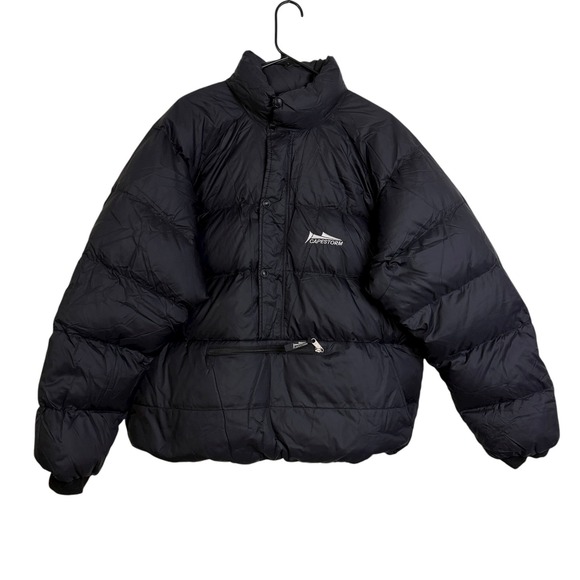 Cape Storm Pertex Down Puffer Jacket Mens XL Black Pullover Zip Snap Anorak Ski